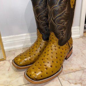 Men's Square Toe Ostrich Cowboy Boots